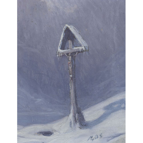 ALBERT HENRY JOHN GOS : Wegkreuz im Winter (DOBIASCHOFSKY AUKTIONEN AG)