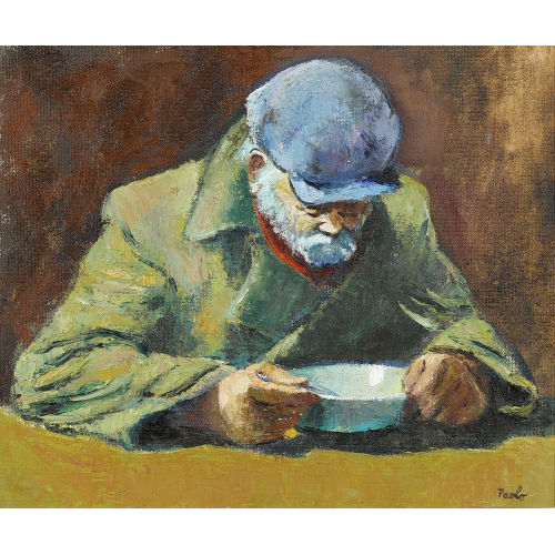 PAUL JAKOB) PAOLO (EIGTL. M�LLER : Clochard beim L�ffeln der Suppe (DOBIASCHOFSKY AUKTIONEN AG)