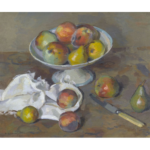 JACQUES �LIE ABRAHAM HERMANJAT : Stillleben mit �pfeln und Birnen (DOBIASCHOFSKY AUKTIONEN AG)