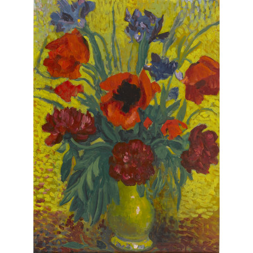 OCTAVE MATTHEY : Stillleben mit Iris und Mohnblumen in Vase (DOBIASCHOFSKY AUKTIONEN AG)