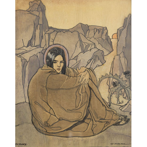 CHARLES CLOS OLSOMMER : Felsige Landschaft mit einer Heiligen (DOBIASCHOFSKY AUKTIONEN AG)
