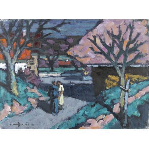 FRED STAUFFER : Landschaft im Bernbiet mit einem Paar (DOBIASCHOFSKY AUKTIONEN AG)