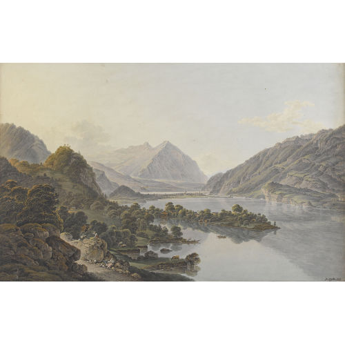 HEINRICH RIETER : 'Vue prise Iseltwald sur le lac de Brientz' (DOBIASCHOFSKY AUKTIONEN AG)