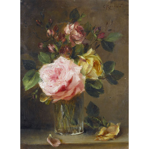 CAMILLE RENARD : Stillleben mit Rosen in einem Becherglas (DOBIASCHOFSKY AUKTIONEN AG)
