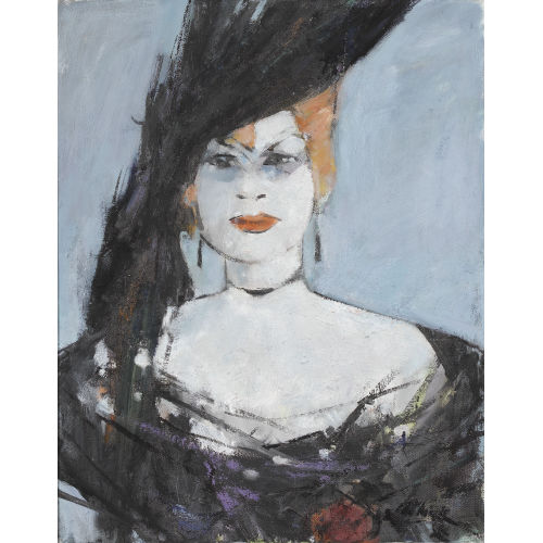 WALTER EMIL M�LLER : Portr�t einer Dame mit Hut (DOBIASCHOFSKY AUKTIONEN AG)