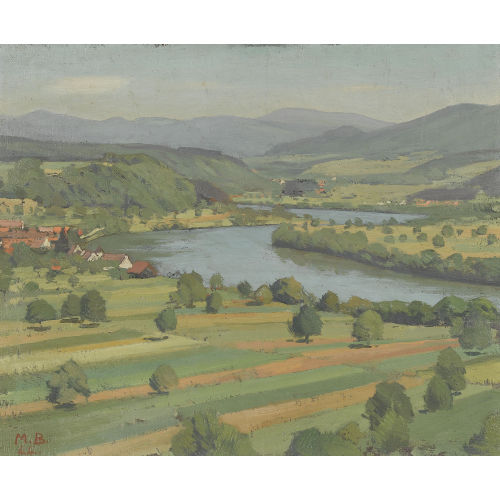 MAX BURGMEIER : Sicht von der Mumpfer Fl�h auf Wallbach am Rhein (DOBIASCHOFSKY AUKTIONEN AG)