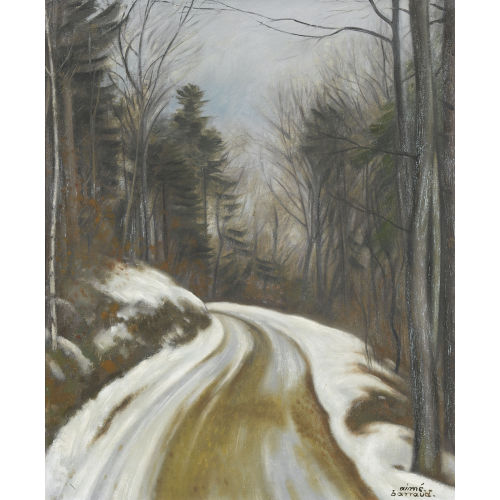 AIM� VICTOR BARRAUD : Winterlicher Waldweg (DOBIASCHOFSKY AUKTIONEN AG)