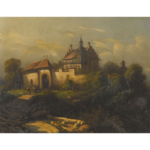 ALEXANDRE CALAME : Landschaft mit Schloss auf einer Anh�he (DOBIASCHOFSKY AUKTIONEN AG)