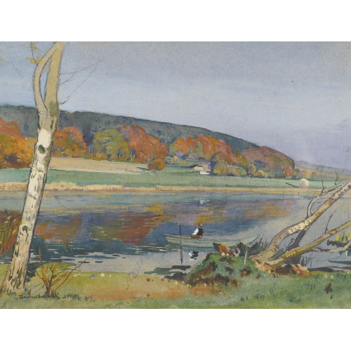 CHRISTIAN BAUMGARTNER : Herbstliches Ufer mit Ruderboot (DOBIASCHOFSKY AUKTIONEN AG)