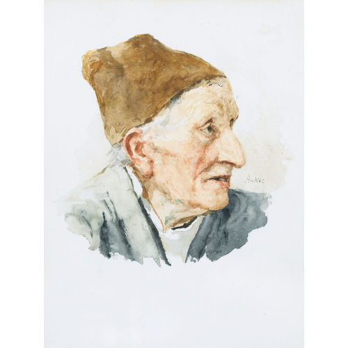 ALBERT ANKER : Portr�t eines Bauern mit M�tze (DOBIASCHOFSKY AUKTIONEN AG)