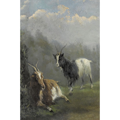 EUG╘NE JOSEPH VERBOECKHOVEN : Zwei Ziegen auf der Wiese (DOBIASCHOFSKY AUKTIONEN AG)