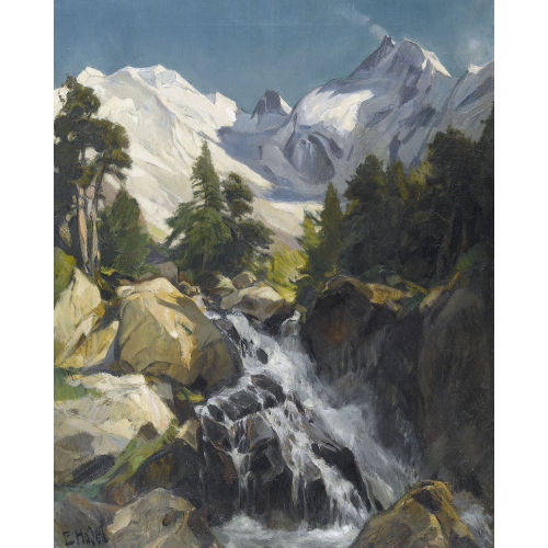 ERNST II HODEL : Sommerliche Ansicht von der Bernina im Engadin (DOBIASCHOFSKY AUKTIONEN AG)