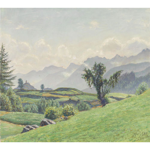 OSCAR NUSSIO : Sommerliche Alpansicht (DOBIASCHOFSKY AUKTIONEN AG)