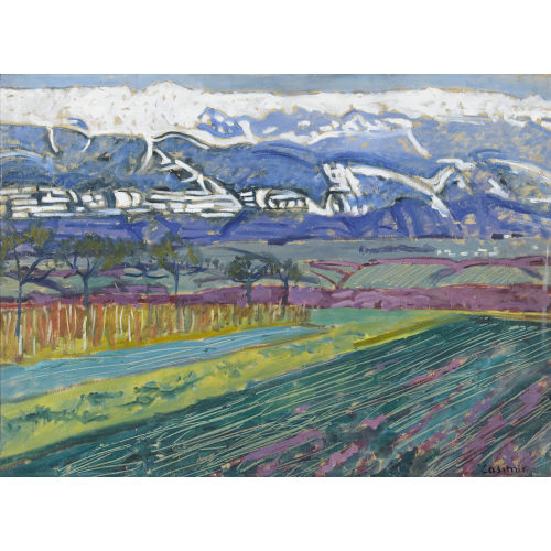 CASIMIR REYMOND : Fr�hlingslandschaft mit Bergkette (DOBIASCHOFSKY AUKTIONEN AG)