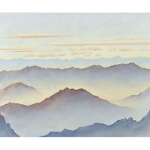 LOUIS D�RR : Morgenr�te �ber den Walliser Alpen (DOBIASCHOFSKY AUKTIONEN AG)