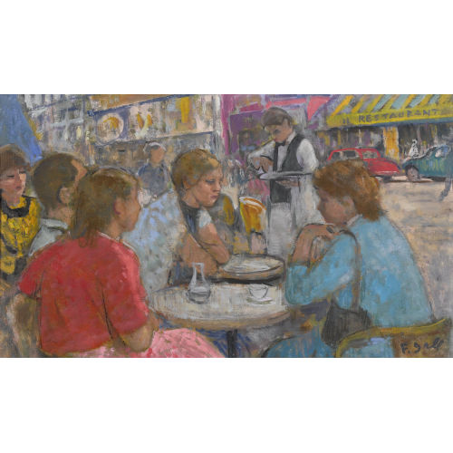 FRAN�OIS GALL : Rendez-vous des amis � la terrasse d′un caf� � Montmartre (DOBIASCHOFSKY AUKTIONEN AG)