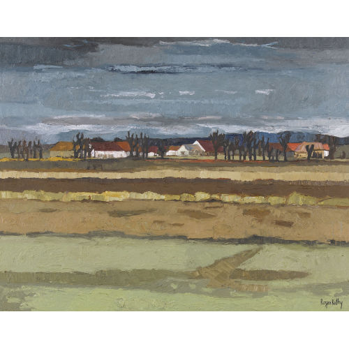 ROGER KATHY : Herbstliche Ackerlandschaft mit einem Weiler (DOBIASCHOFSKY AUKTIONEN AG)