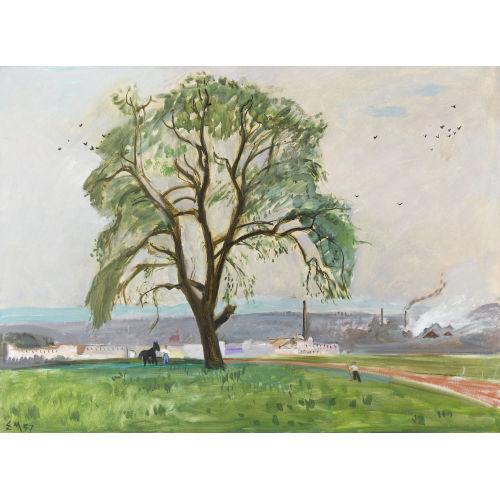 ERNST MORGENTHALER : Landschaft mit der Papierfabrik von Biberist (DOBIASCHOFSKY AUKTIONEN AG)