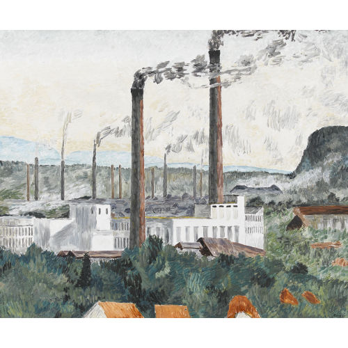 HANS BERGER : Ansicht der Papierfabrik Biberist (DOBIASCHOFSKY AUKTIONEN AG)