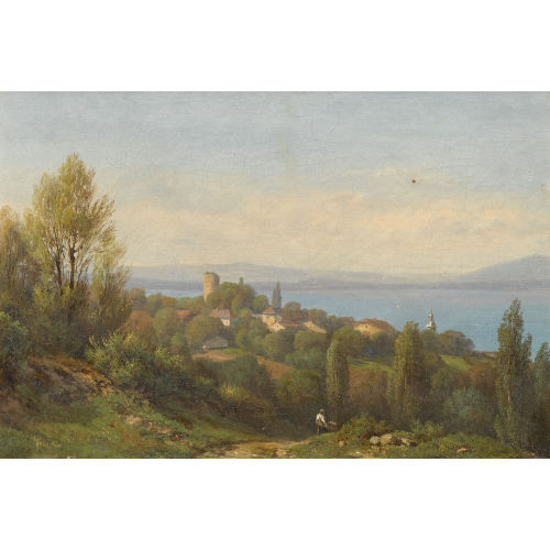 JEAN PHILIPPE GEORGE-JULLIARD : Blick auf Saint-Pierre-de-Curtille am Lac du Bourget (DOBIASCHOFSKY AUKTIONEN AG)
