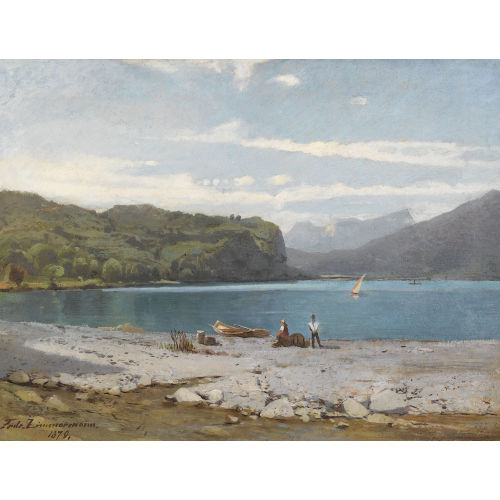 FRIEDRICH ZIMMERMANN : Sonnige Uferpartie mit einem Ruderboot (DOBIASCHOFSKY AUKTIONEN AG)