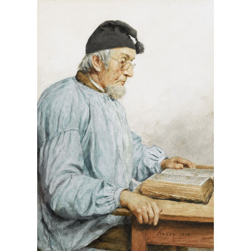 ALBERT ANKER : Lesender alter Bauer (DOBIASCHOFSKY AUKTIONEN AG)