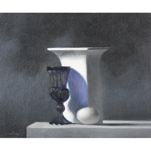 JEAN ROLL : Stillleben mit Glaspokal, Ei und Vase (DOBIASCHOFSKY AUKTIONEN AG)