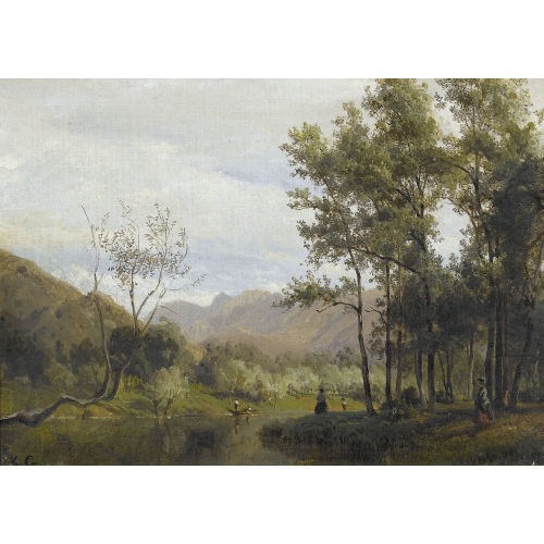 KARL GIRARDET : Sommerliche Flusslandschaft mit Staffage (DOBIASCHOFSKY AUKTIONEN AG)