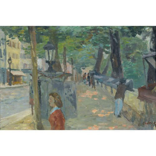 LEO DECK : Pariser Strassenpartie an der Seine (DOBIASCHOFSKY AUKTIONEN AG)