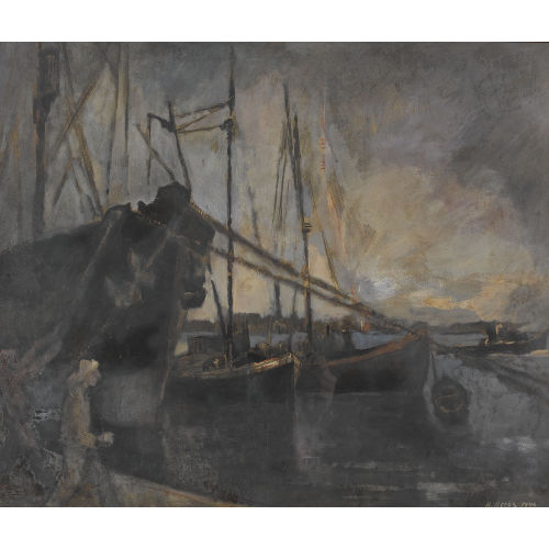 WALTER KREBS : Hafen mit Segelschiffen (DOBIASCHOFSKY AUKTIONEN AG)