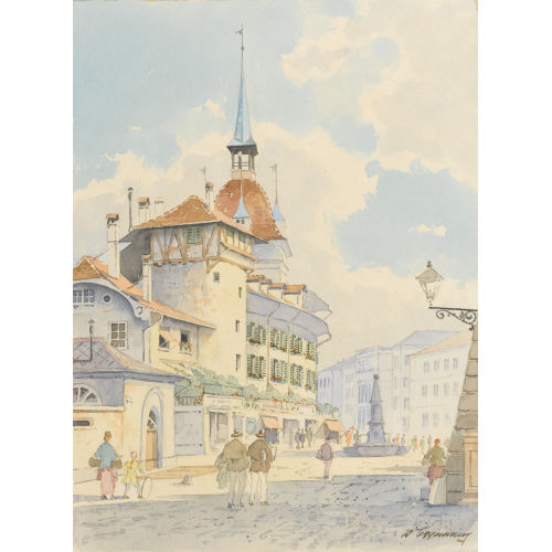 WALTER EGGIMANN : Waisenhausplatz mit Holl�nderturm (DOBIASCHOFSKY AUKTIONEN AG)