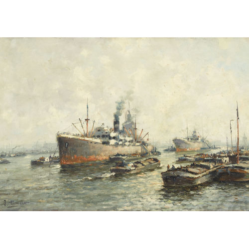 HENRI JOSEPH PAUWELS : Schiffe im Hafen (DOBIASCHOFSKY AUKTIONEN AG)