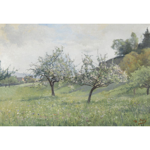 JEAN-DANIEL IHLY : Fr�hlingswiese mit bl�henden B�umen (DOBIASCHOFSKY AUKTIONEN AG)