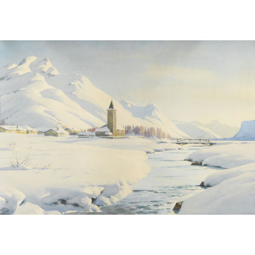CARL KESSLER : 'Winterabend in Sils Maria' (DOBIASCHOFSKY AUKTIONEN AG)