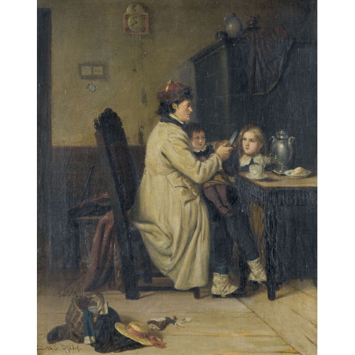 OTTO EDMUND G�NTHER : Interieur mit Vater und seinen Kindern (DOBIASCHOFSKY AUKTIONEN AG)