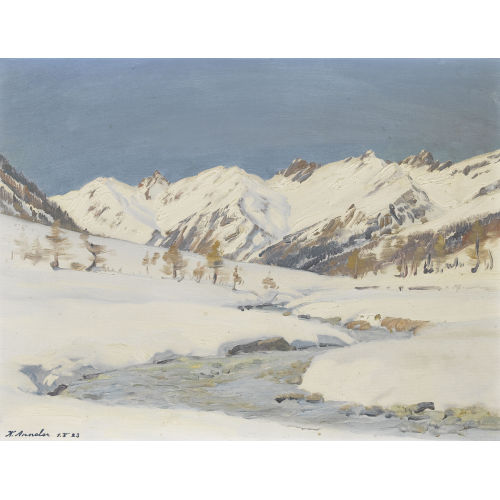 KARL ANNELER : Winterliche Berglandschaft im L�tschental (DOBIASCHOFSKY AUKTIONEN AG)