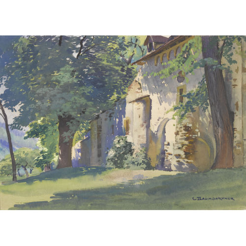 CHRISTIAN BAUMGARTNER : Sommerliche Ansicht einer alten Stadtmauer (DOBIASCHOFSKY AUKTIONEN AG)