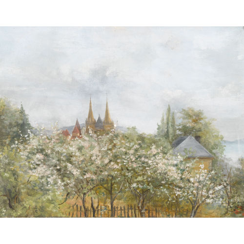 FRITZ-�DOUARD HUGUENIN-LASSAUGUETTE : Garten mit Sicht auf Neuch�tel (DOBIASCHOFSKY AUKTIONEN AG)