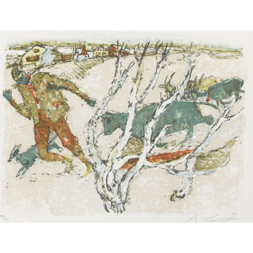 ALOIS CARIGIET : 'Bauer hinter den Birken' (DOBIASCHOFSKY AUKTIONEN AG)