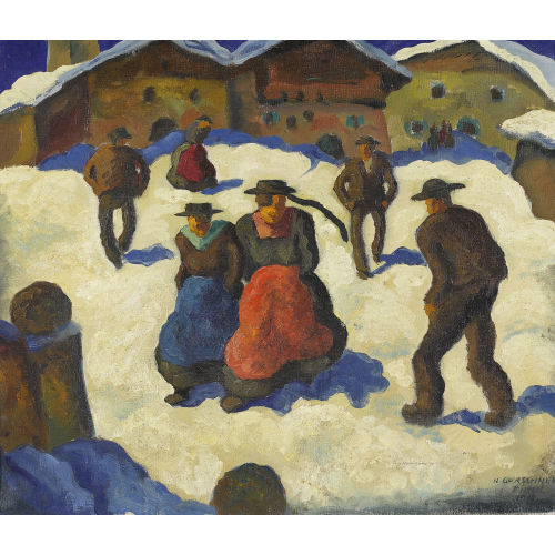 HERBERT GURSCHNER : Winterlicher Kirchgang im Tirol (DOBIASCHOFSKY AUKTIONEN AG)