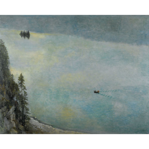 VICTOR SURBEK : Brienzersee mit Schneckeninsel bei Iseltwald (DOBIASCHOFSKY AUKTIONEN AG)