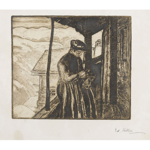 �DOUARD VALLET : 'Femme tricotant' (DOBIASCHOFSKY AUKTIONEN AG)