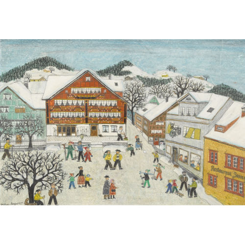 VERENA BROGER : Winterliches Dorftreiben in Appenzell (DOBIASCHOFSKY AUKTIONEN AG)