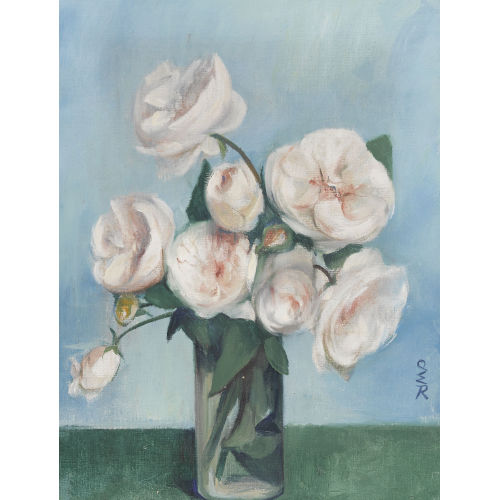 OTTILIE WILHELMINE ROEDERSTEIN : 'Rosen auf blauem Grund' (DOBIASCHOFSKY AUKTIONEN AG)