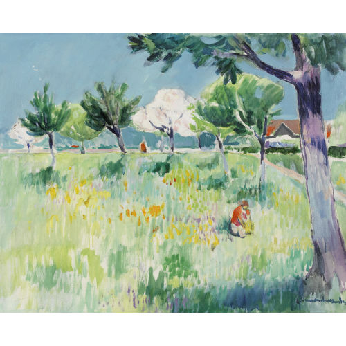 ALBERT NEUENSCHWANDER : Sommerliche Wiesenlandschaft (DOBIASCHOFSKY AUKTIONEN AG)