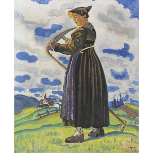 JOHN GRAZ : Walliserin beim Dengeln (DOBIASCHOFSKY AUKTIONEN AG)