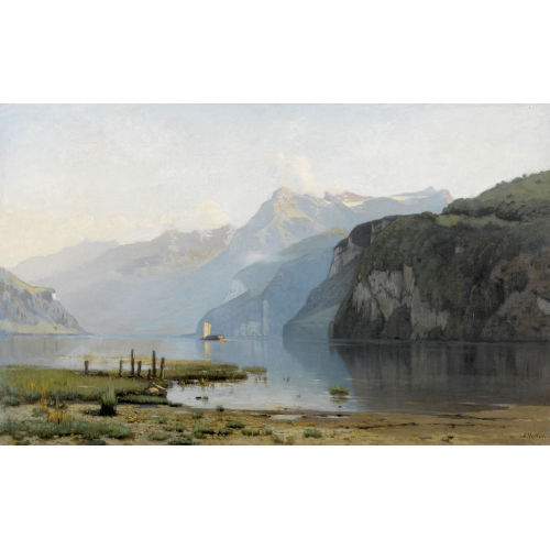 AUGUSTE LOUIS VEILLON : Ansicht des Vierwaldst�ttersees mit dem Urirotstock (DOBIASCHOFSKY AUKTIONEN AG)