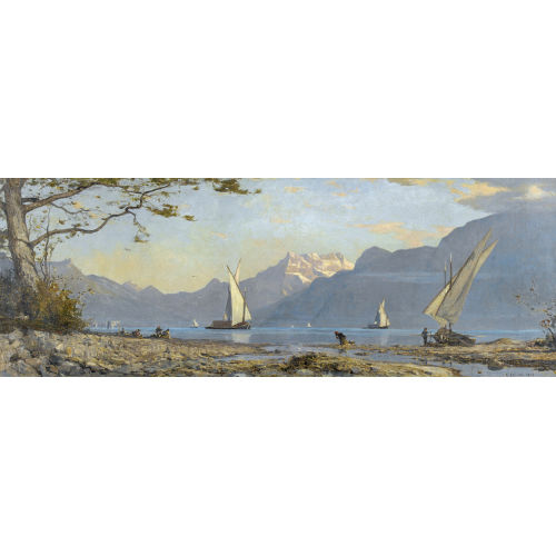 FRAN�OIS BOCION : Le L�man depuis les environs de Vevey (DOBIASCHOFSKY AUKTIONEN AG)