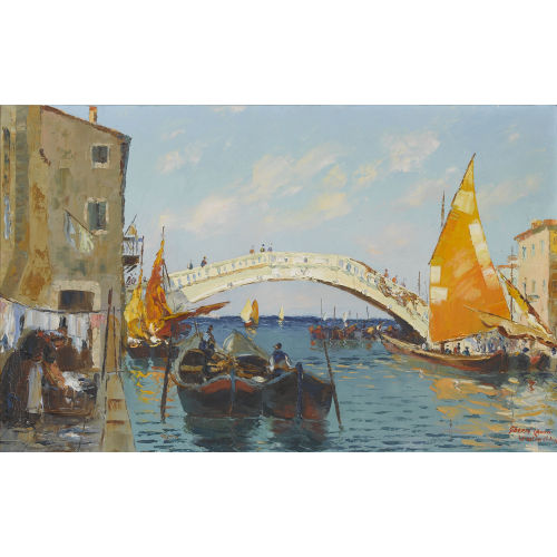 BRUNO GHERRI-MORO : Ponte della Paglia in Venedig (DOBIASCHOFSKY AUKTIONEN AG)