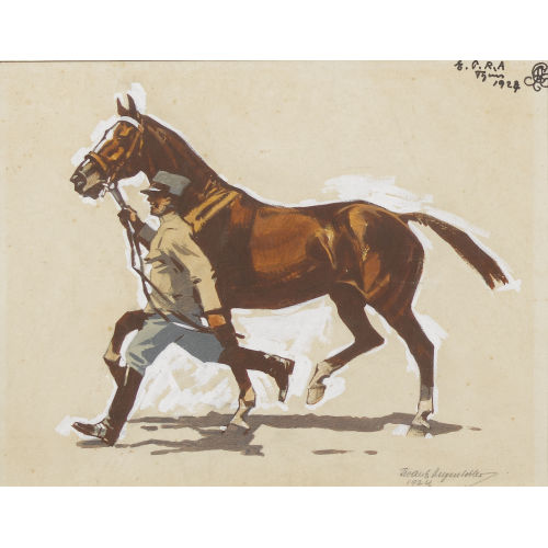 IWAN EDWIN HUGENTOBLER : Kavallerist mit Pferd (DOBIASCHOFSKY AUKTIONEN AG)